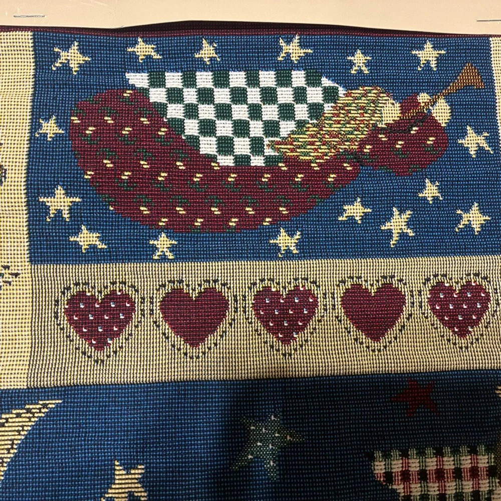 Tapestry Panel 16x16in Multicolor Folk Art Angel Celestial Made in USA NEW